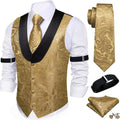 Mens Silk Paisley Vest Set with Tie and Accessories - Formal to Casual