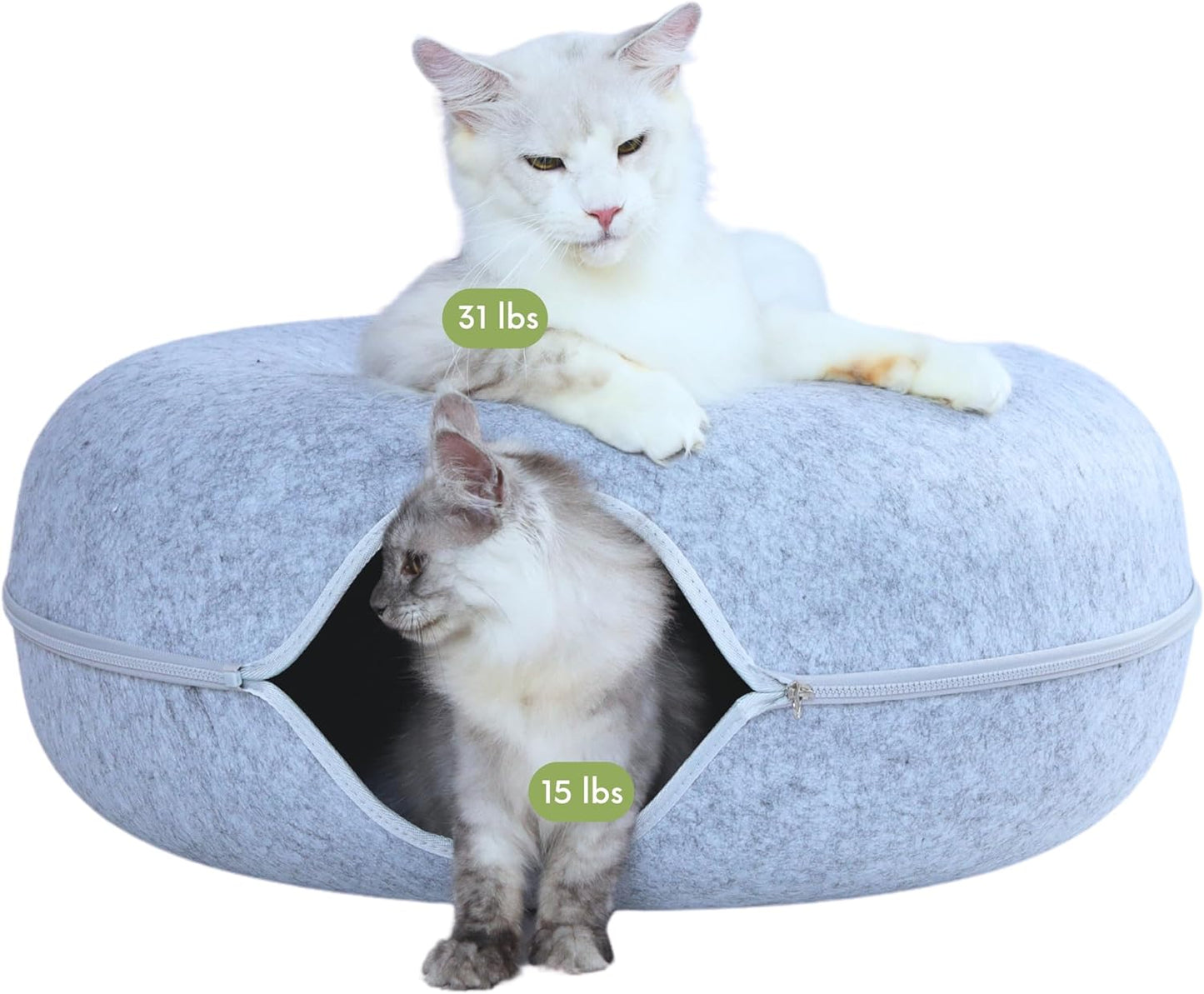 Peekaboo Cat Cave for Large Cats - Comfy Donut Tunnel Bed