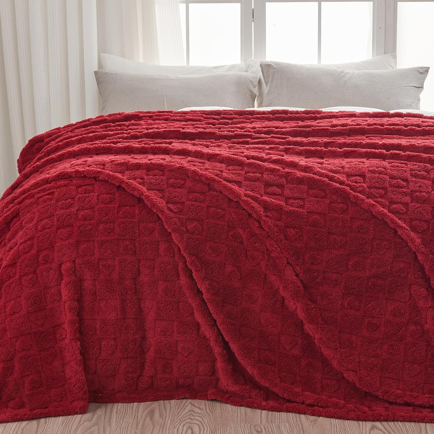 Super Soft King Blanket Red Premium Silky Flannel Fleece