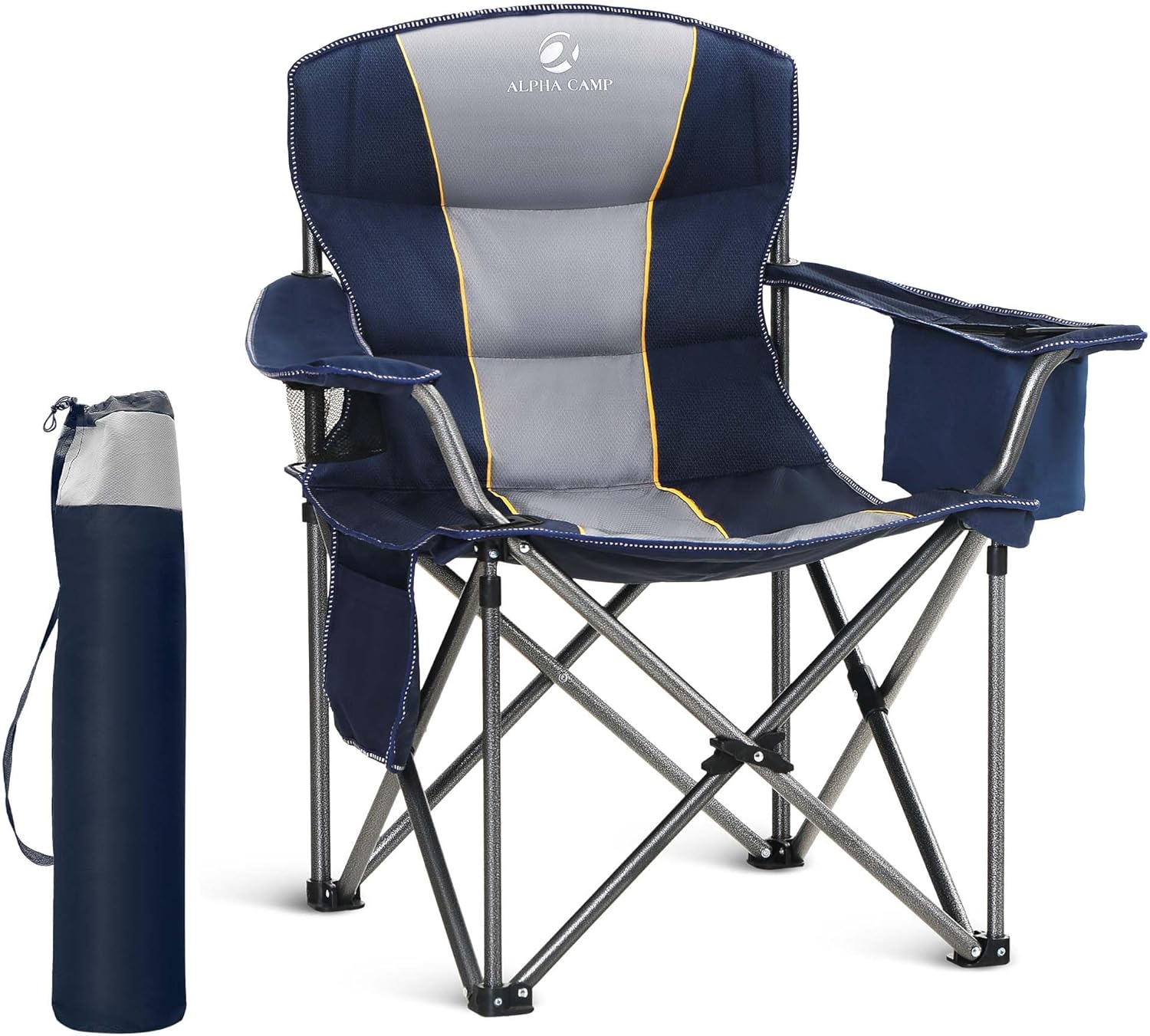 LET'S CAMP Oversized Heavy Duty Folding Camping Chair with Cooler