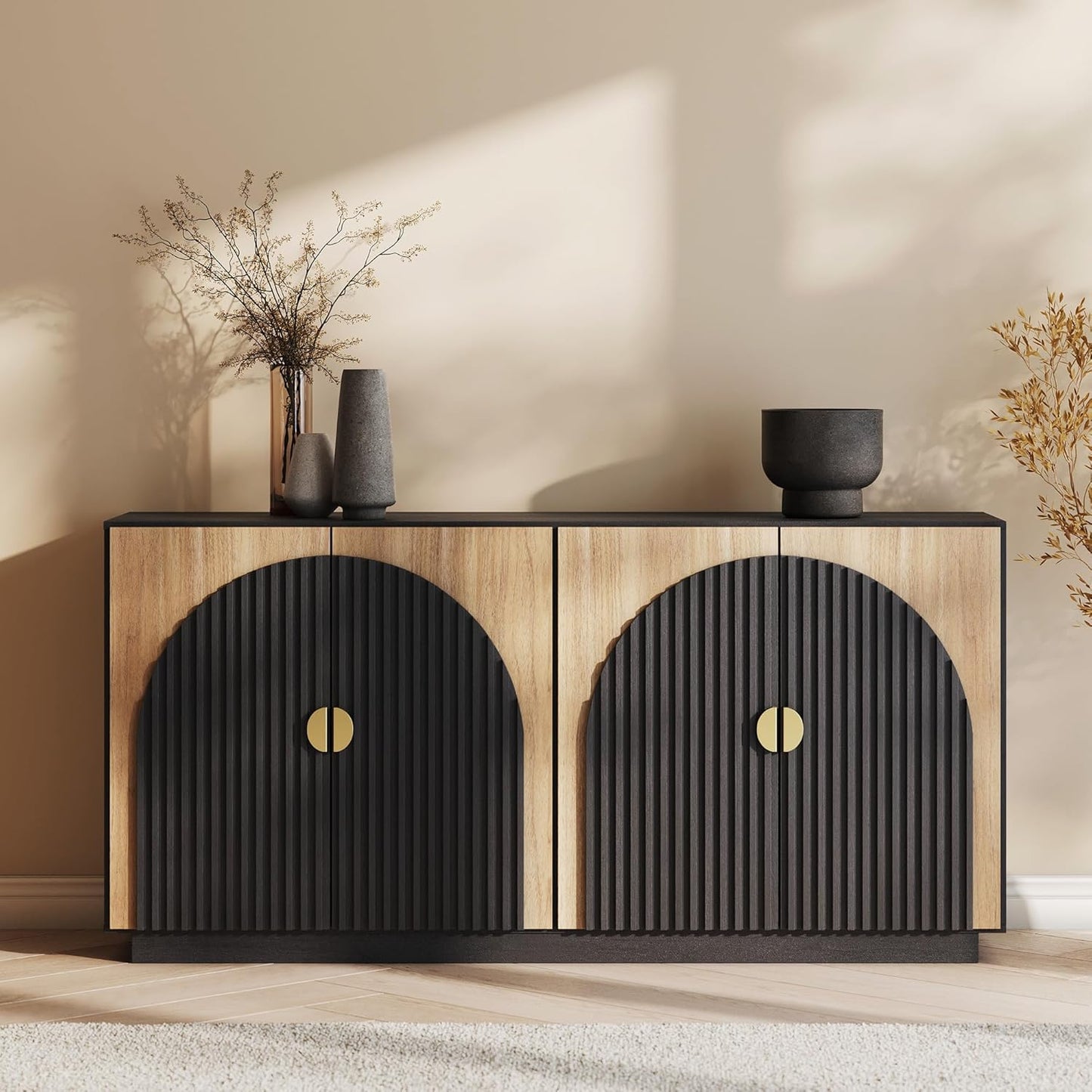 BELLEZE 65 Fluted Buffet Cabinet - Stylish Storage Solution