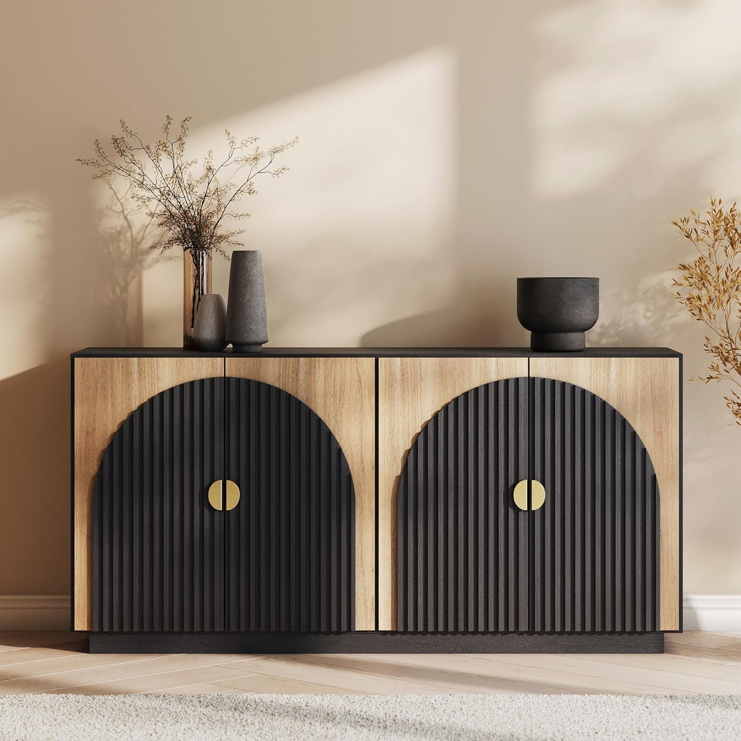 BELLEZE 65 Fluted Buffet Cabinet - Stylish Storage Solution