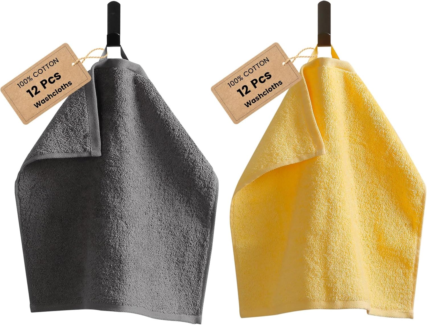 SEMAXE 100% Cotton Washcloths - Quick-Dry Towels 24 Pack
