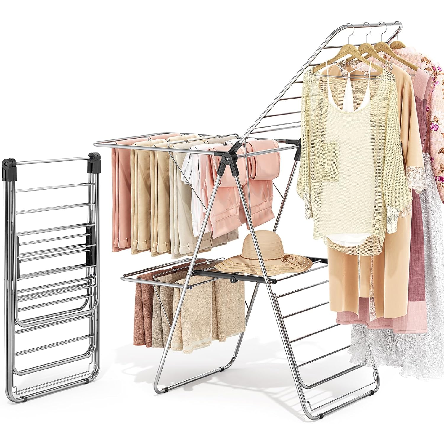 APEXCHASER Clothes Drying Rack: Adjustable & Foldable Design