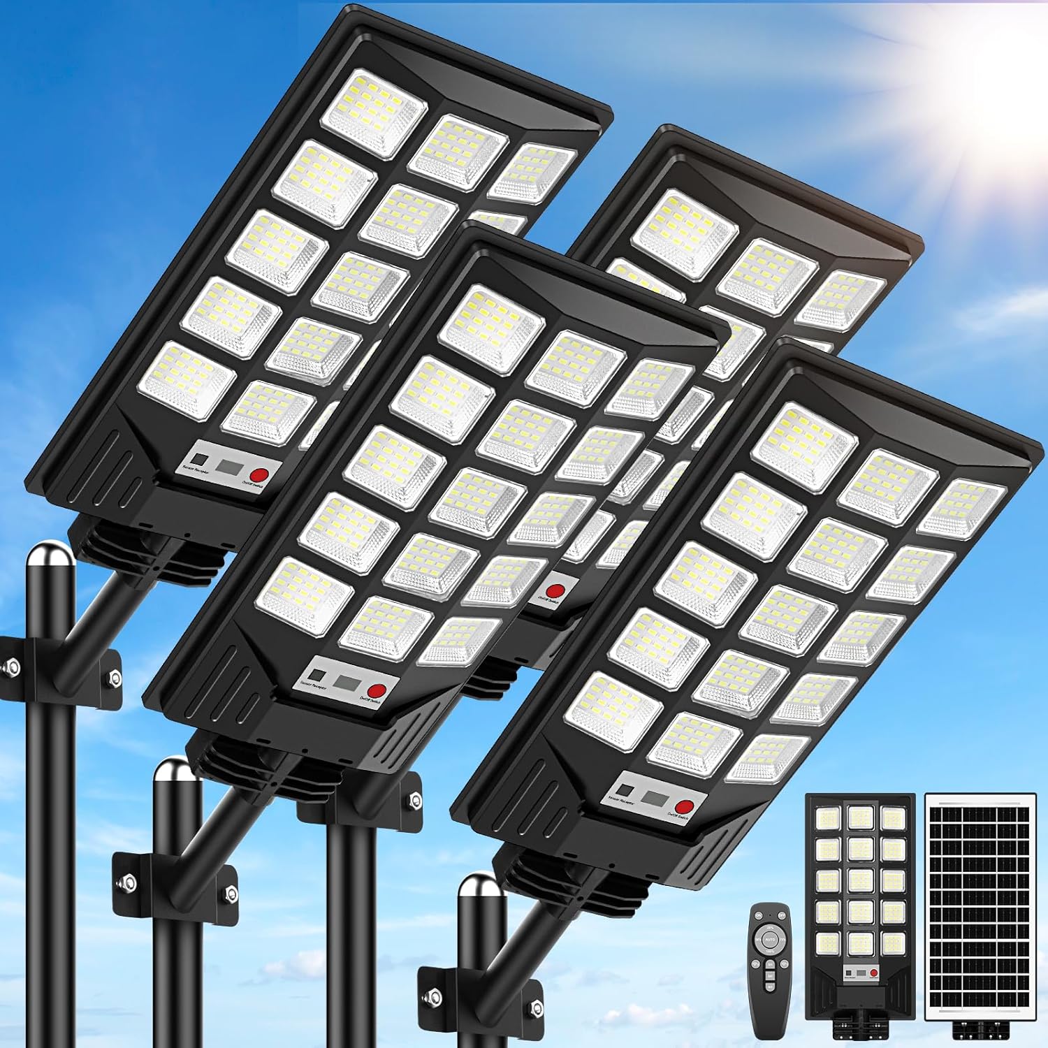 Solar Street Lights Outdoor Waterproof 30000LM Motion Sensor Lights