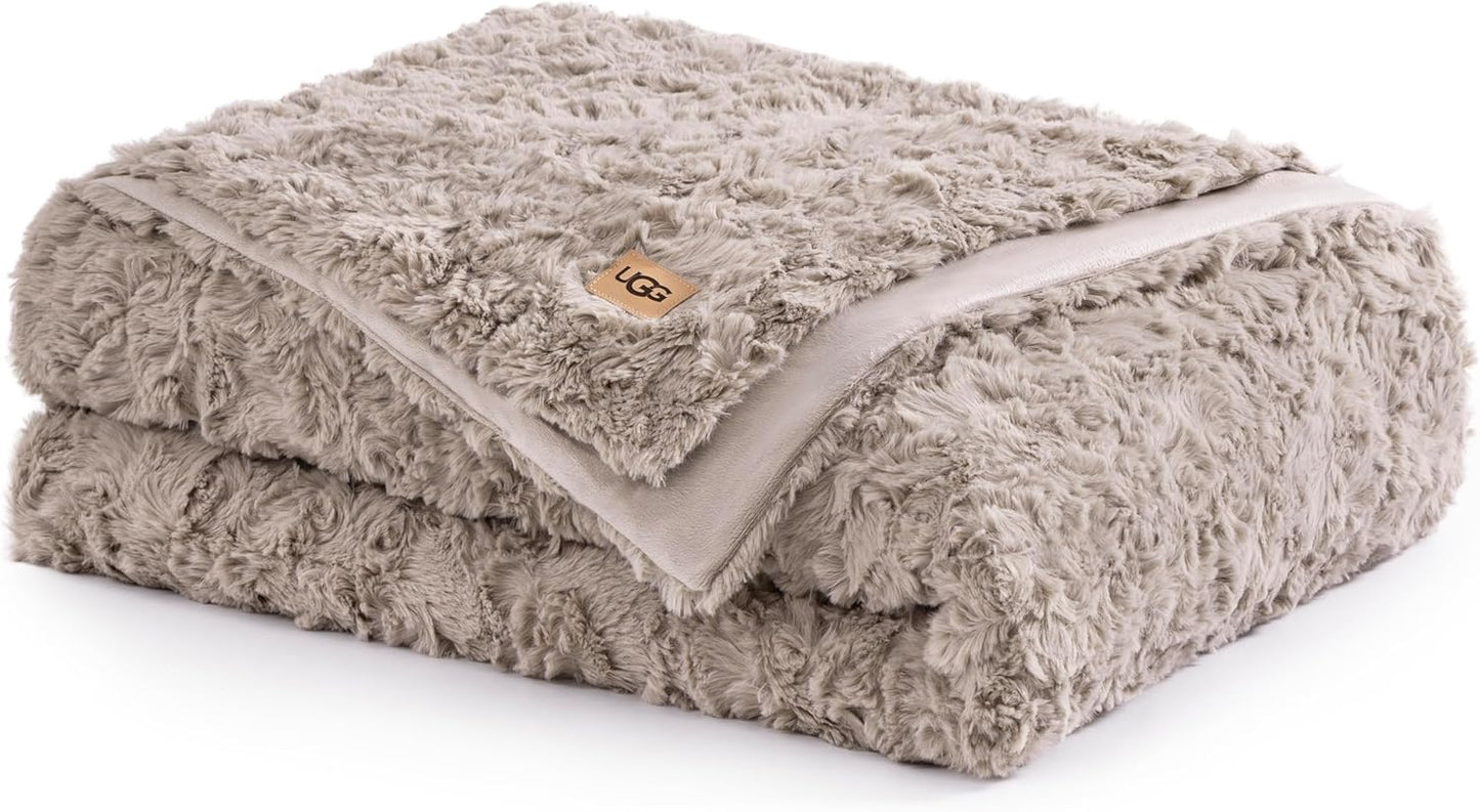 UGG Faux Fur Twin Size Blanket - Cozy Warm Throw for Bedding