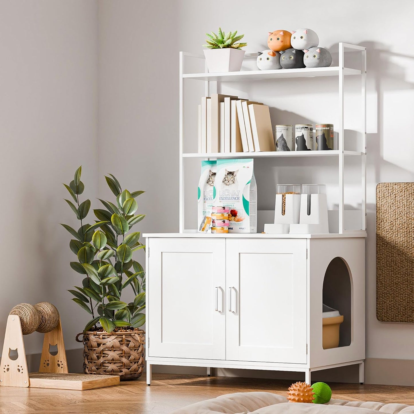 Cozy Castle Litter Box Enclosure for Cats, 57in Cat Furniture