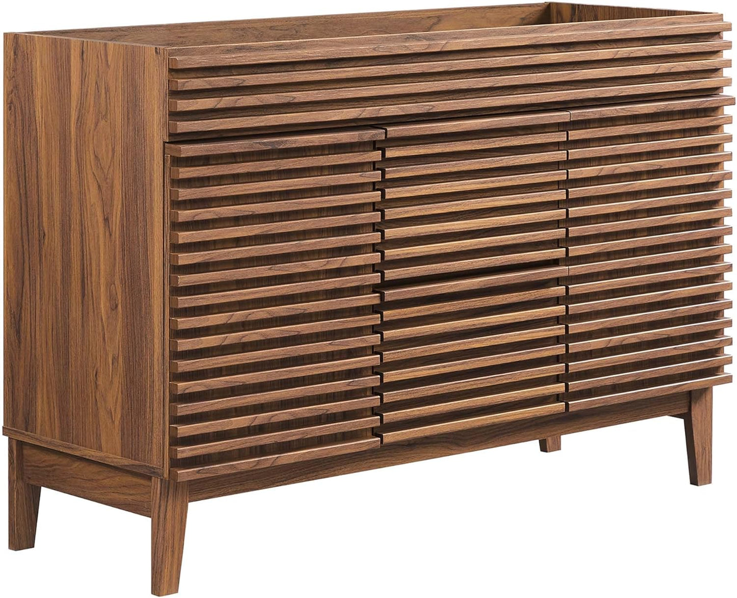 Modway Render 48 in Double Sink Bathroom Vanity Cabinet in Walnut