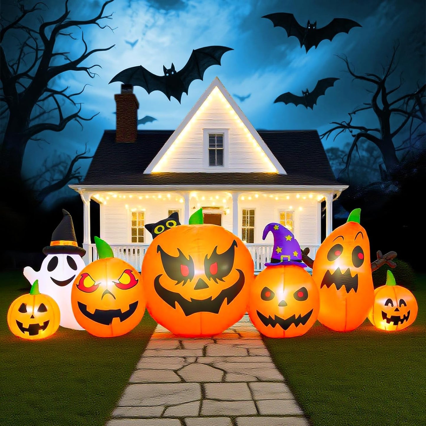 9 FT Halloween Inflatables Pumpkin Outdoor Decorations for Fun