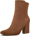 mysoft Women's Ankle Boots Square Toe Side Zipper - Comfortable Shoes
