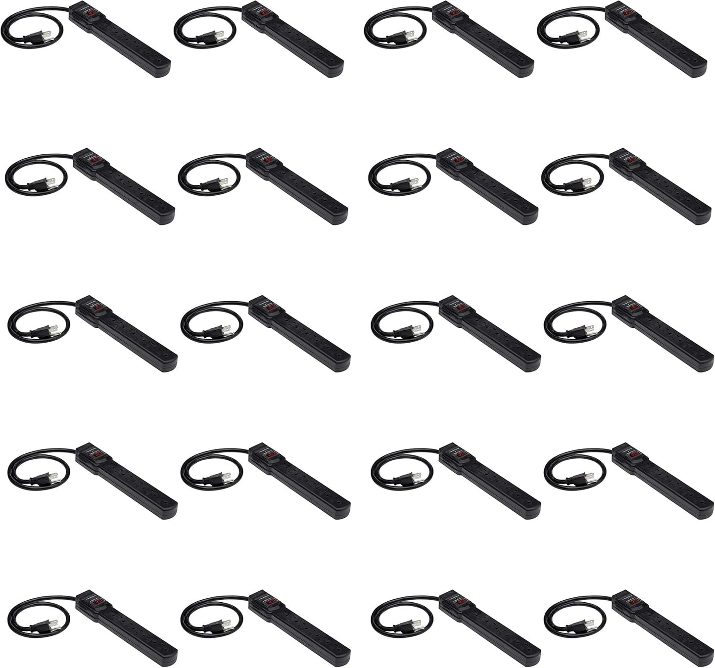 Surge Protector Power Strip 6-Outlet 200J Protection 20 Pack