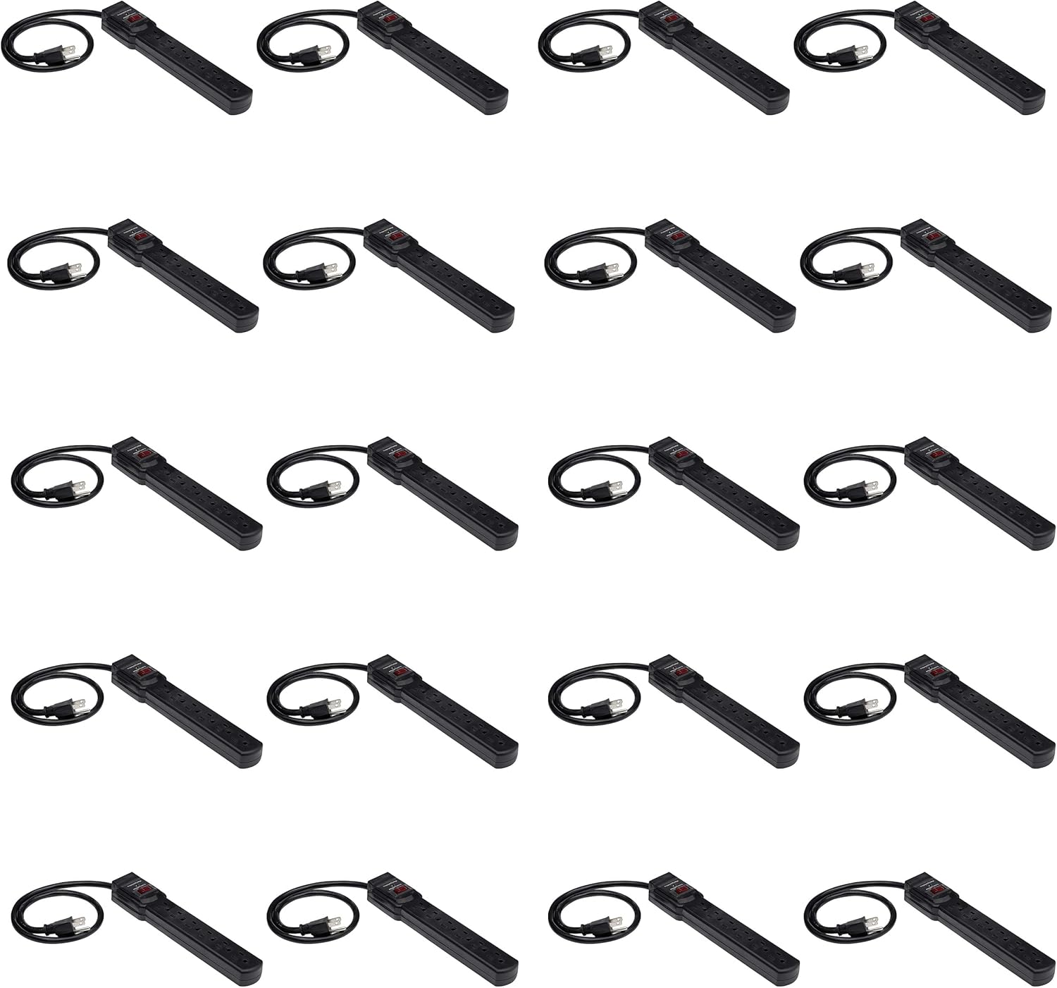 Surge Protector Power Strip 6-Outlet 200J Protection 20 Pack