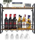 Wall Mounted Wine Rack 2 Tier Shelf - Rustic Industrial Display