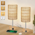 Bedside Lamps Set of 2 with Touch Control - Small Boho Table Lamps