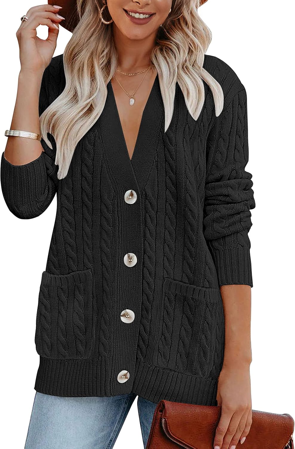 MEROKEETY Women's Chunky Button Up Cardigan Sweater for Fall