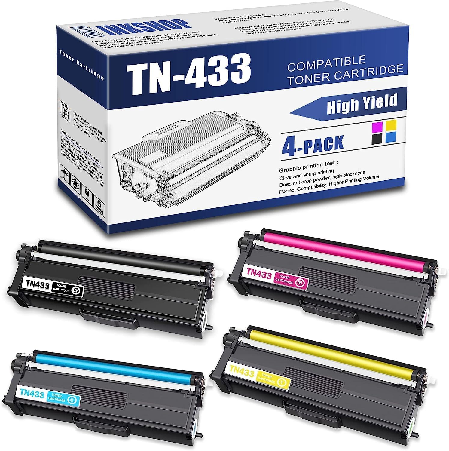 High Yield TN-433 Toner Cartridge Replacement for Brother Printers