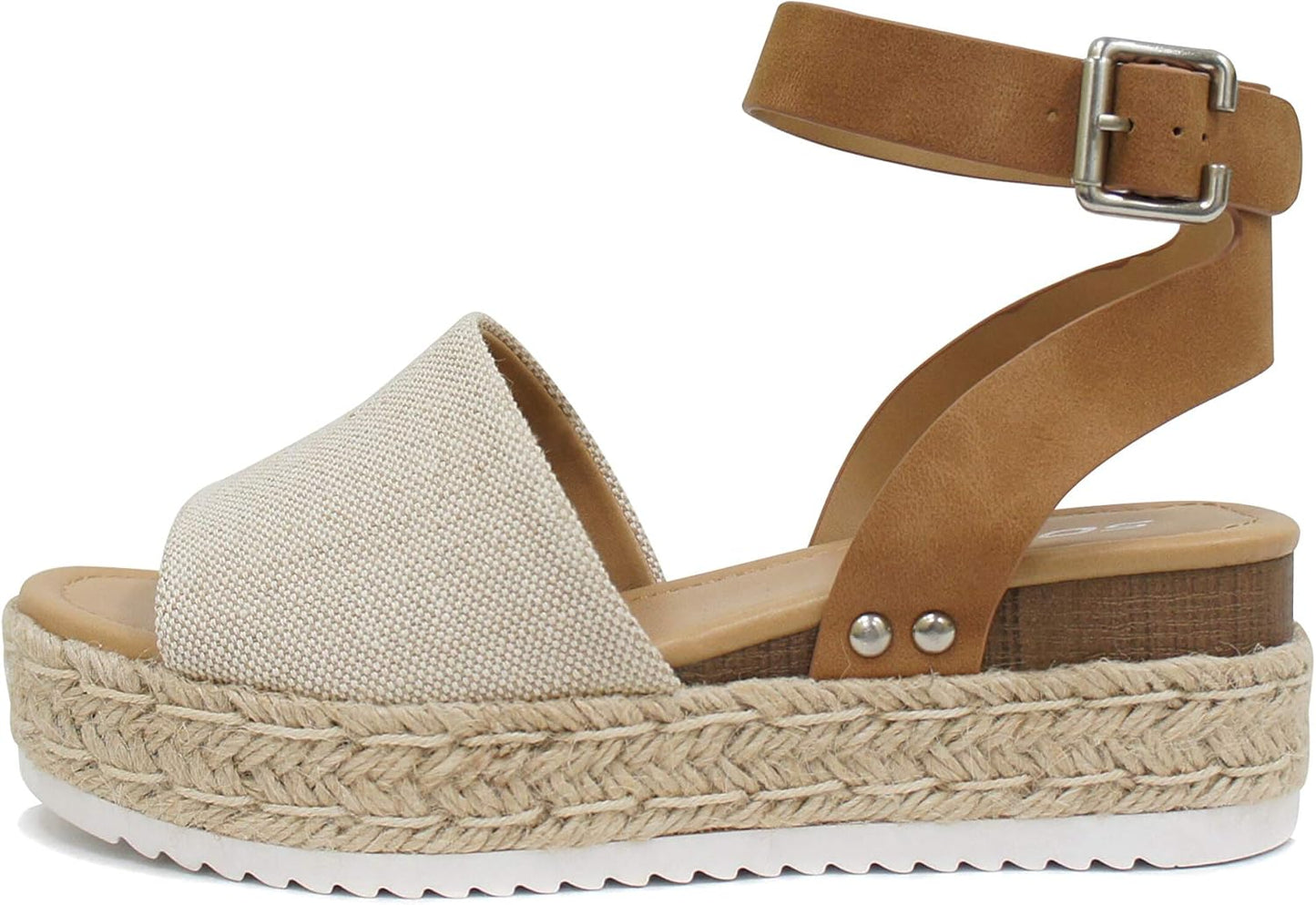 Soda Open Toe Buckle Ankle Strap Espadrilles Wedge Sandals