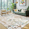 jinchan Botanical Birds 6x9 Ivory Area Rug - Washable Low Pile