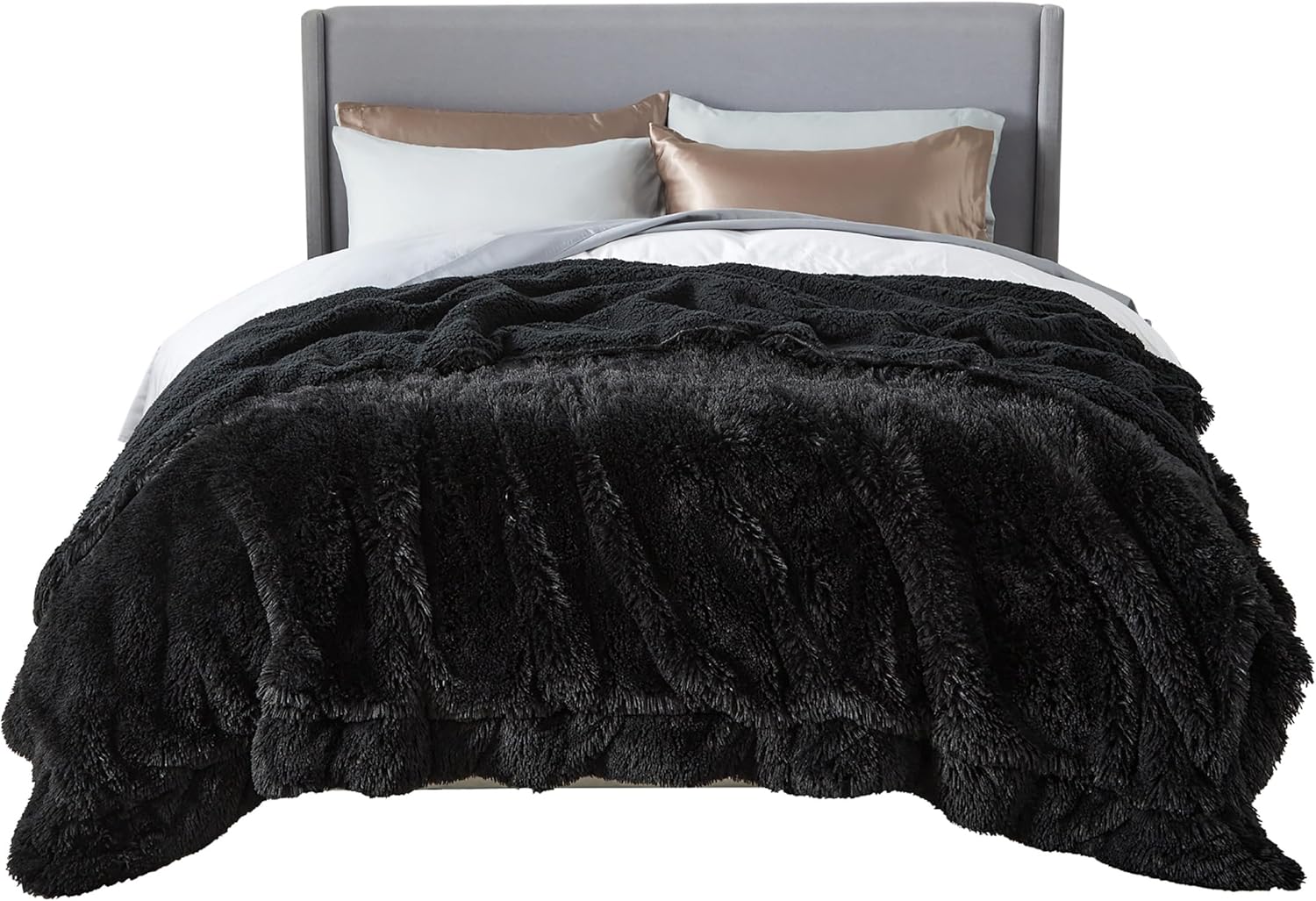 Bedsure GentleSoft Fluffy Black King Size Blanket for Cozy Warmth