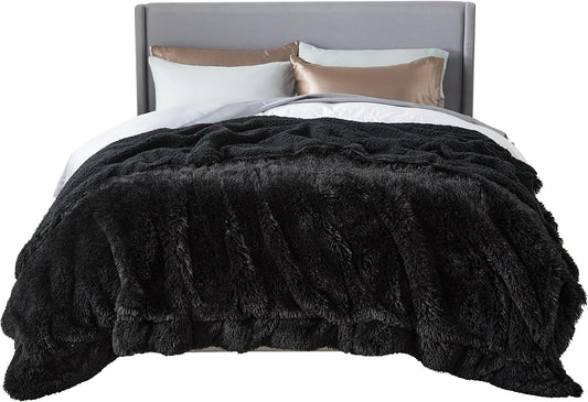 Bedsure GentleSoft Fluffy Black Blankets for Cozy Warmth