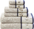 Serene 100% Cotton 6-Piece Towel Set - Embroidered Jacquard Luxury