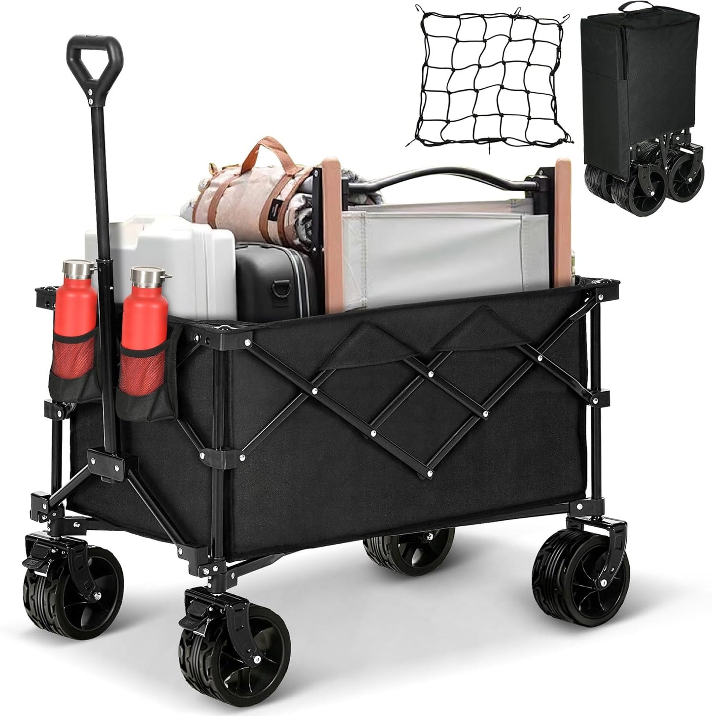 YITAHOME Heavy Duty Folding Wagon: 183L Capacity, All-Terrain Wheels