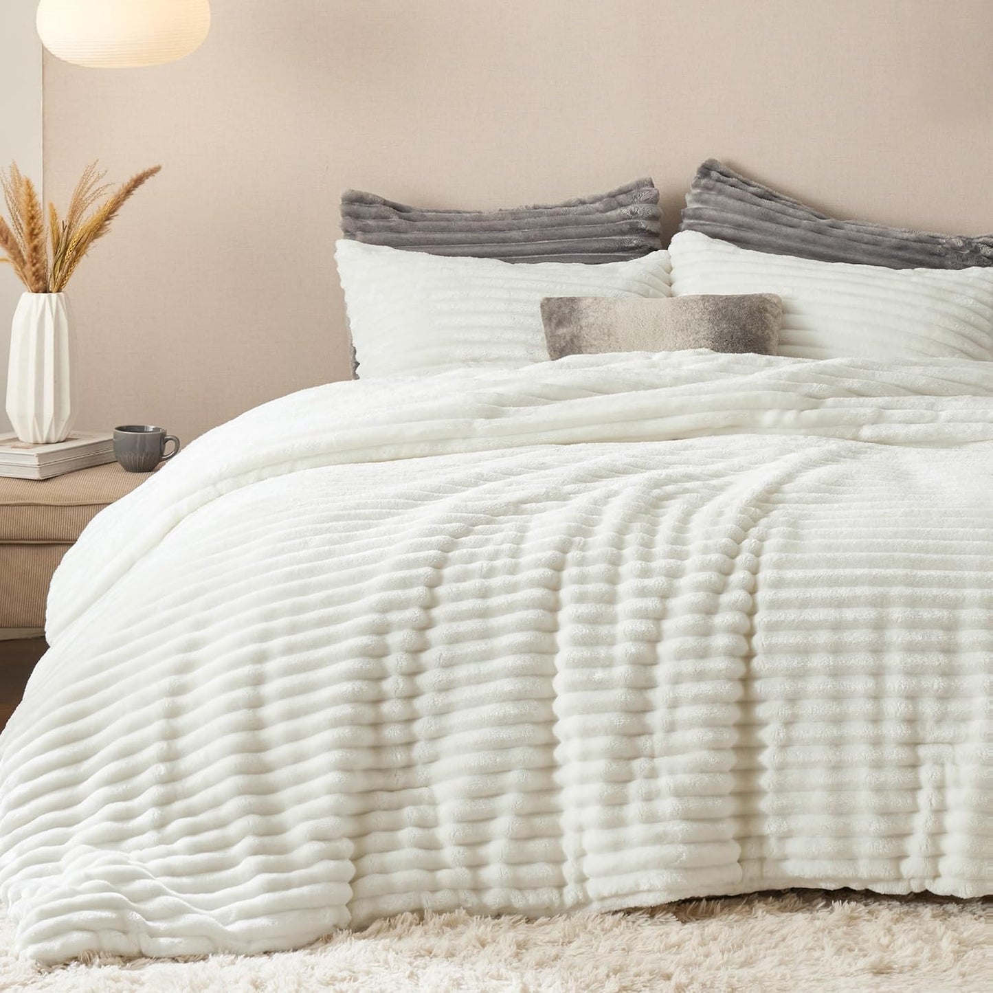 Bedsure Fluffy Comforter Set Full Size - Super Soft Faux Fur