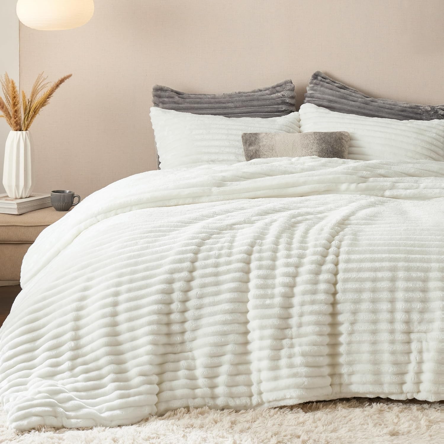 Bedsure Fluffy Comforter Set Full Size - Super Soft Faux Fur