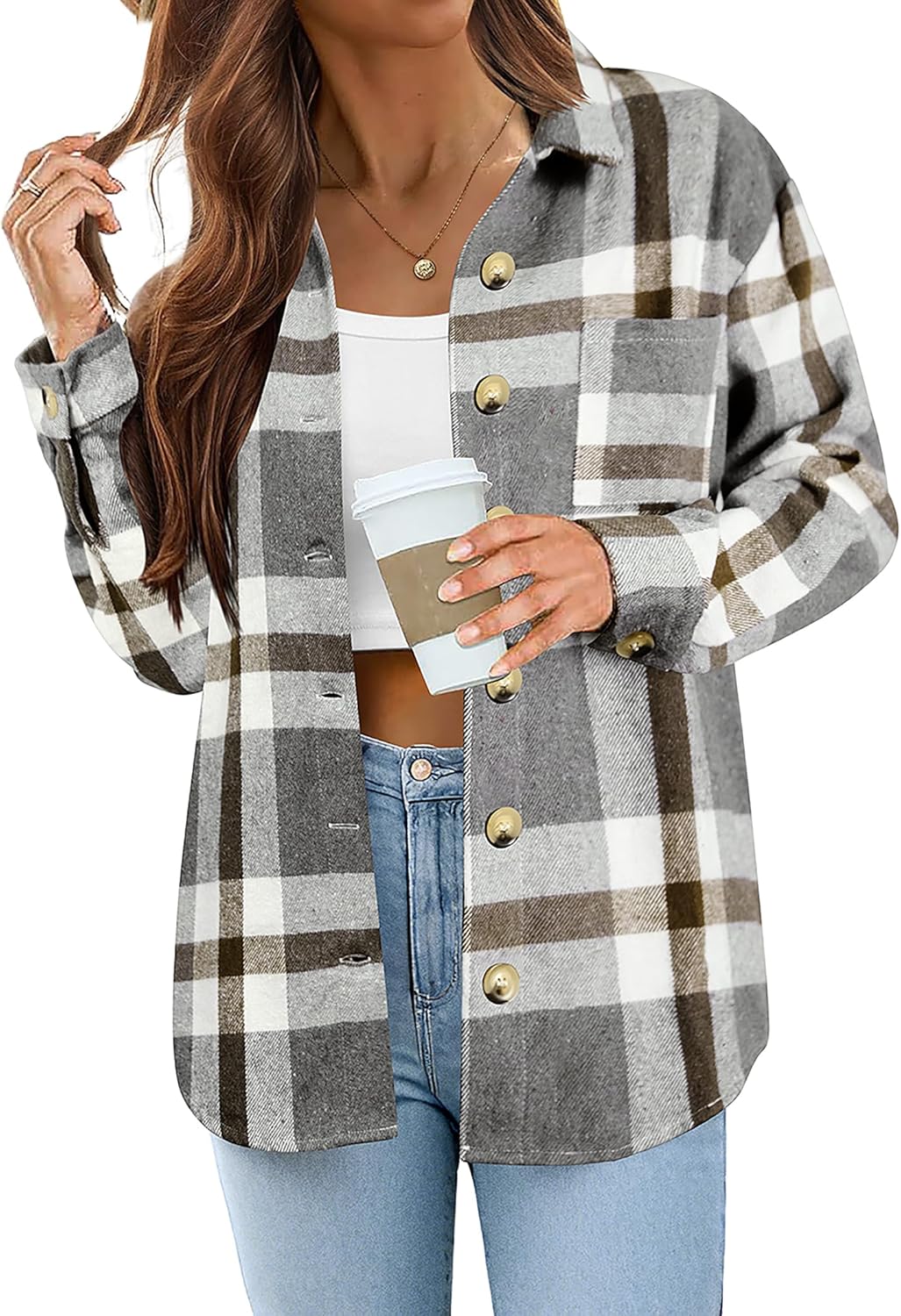 Zeagoo Women Flannel Shacket Jacket for Stylish Autumn Looks