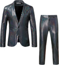 ZeroYaa Men's Metallic Shiny Sequin Blazer and Pants Set