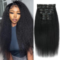 22 in Kinky Straight Clip in Hair Extensions 8Pcs 110g - Natural