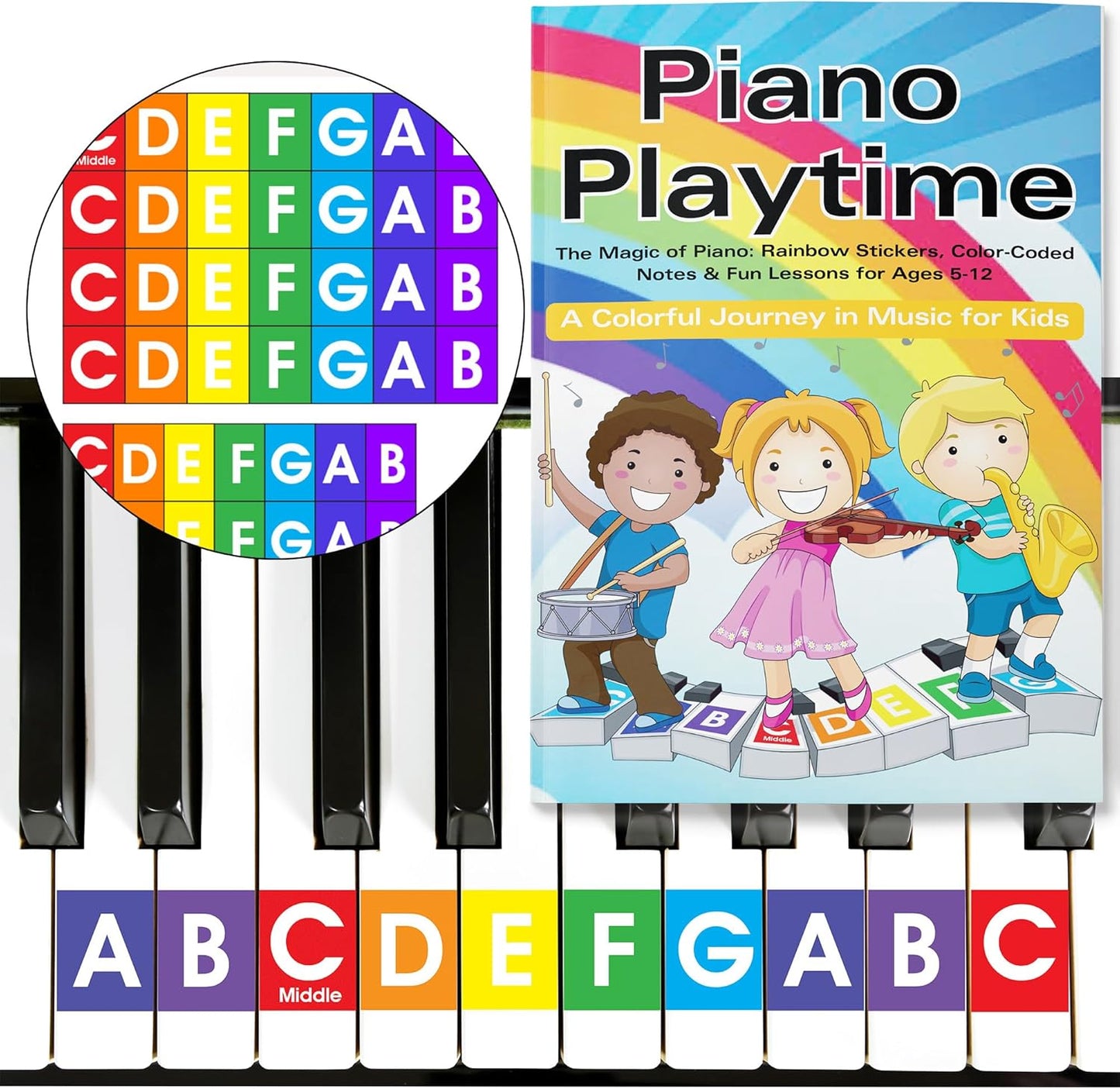 Colorful Piano Sticker & Easy Kid's Book
