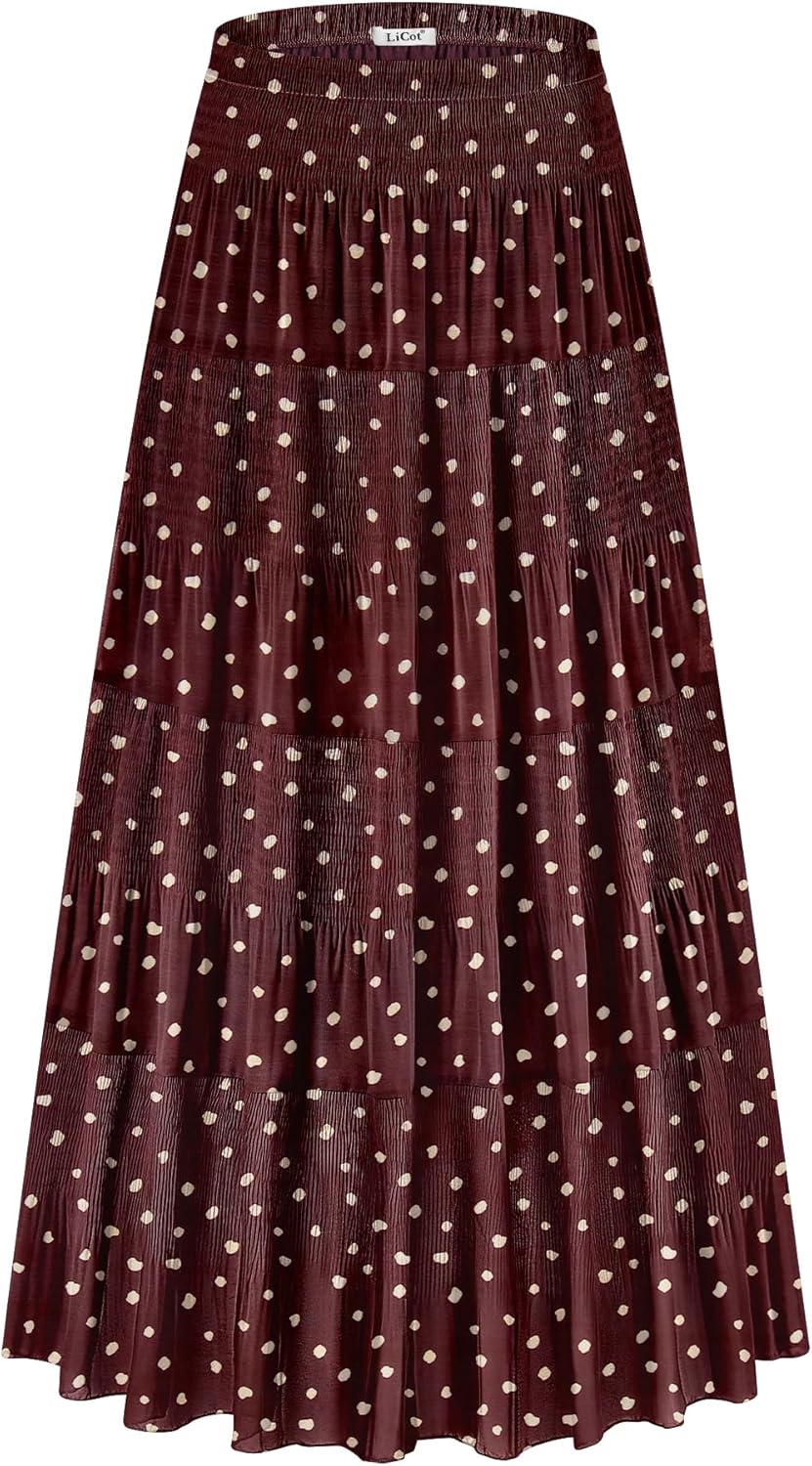 Women's Maxi Skirt with Pockets High Waisted Casual A-Line