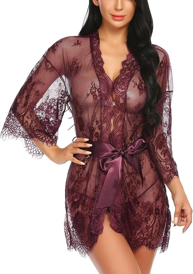 Avidlove Women's Lace Kimono Robe Babydoll Lingerie Nightgown