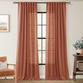 90 in Linen Terracotta Curtains 2 Panels - Light Filtering Rustic