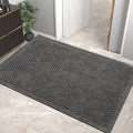Grey Sturdy Front Door Mat - Low Profile Absorbent Welcome Mat