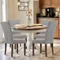 Boho Upholstered Parsons Dining Chairs Set of 4 - Linen-Look Fabric