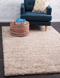 Unique Loom Solid Shag Area Rug 9 ft x 12 ft Taupe - Soft, Plush