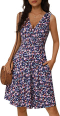 Womens Wrap V Neck Sleeveless Sundress - Flattering