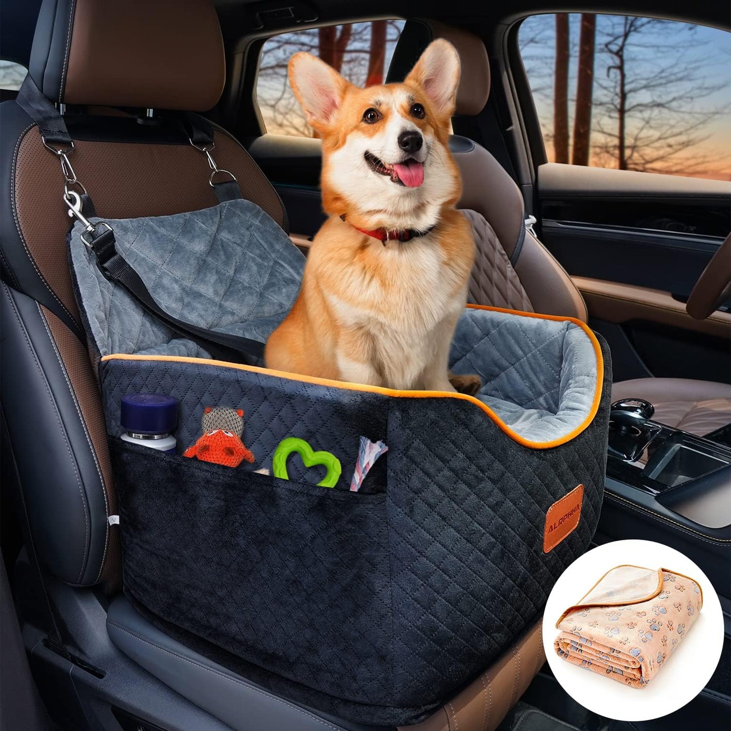 Memory Foam Dog Car Seat for Small Dogs | Sturdy & Washable | AlfaTok