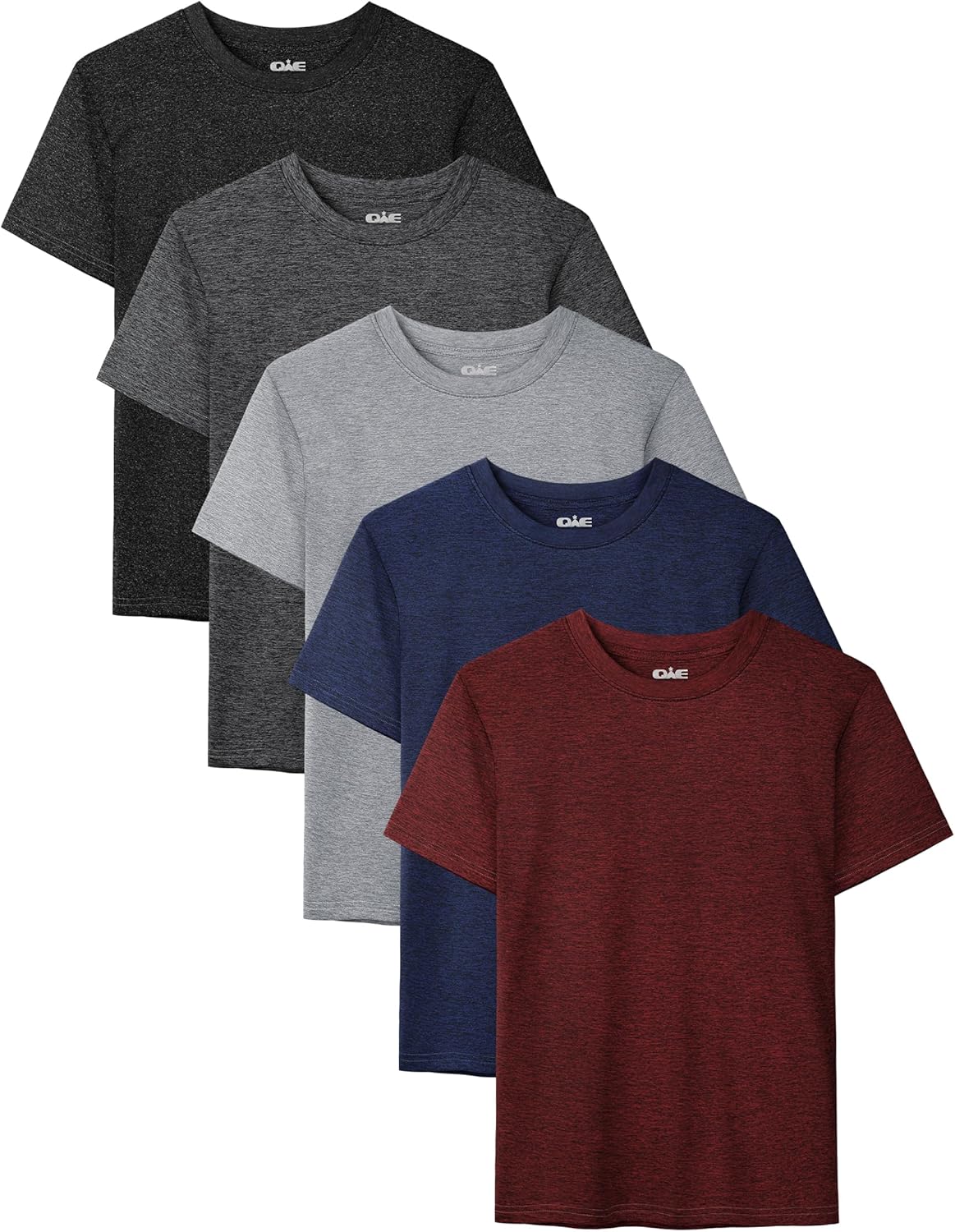 QWE 5 Pack Boys Dry Fit Shirts for Youth Activewear Tops