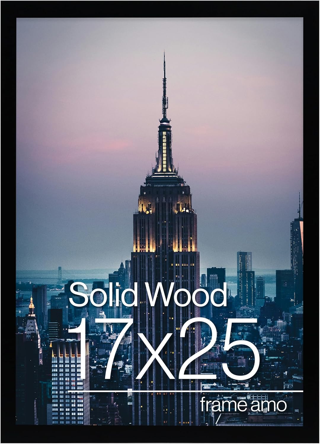 17x25 Black Solid Wood Poster Frame for Photos and Art