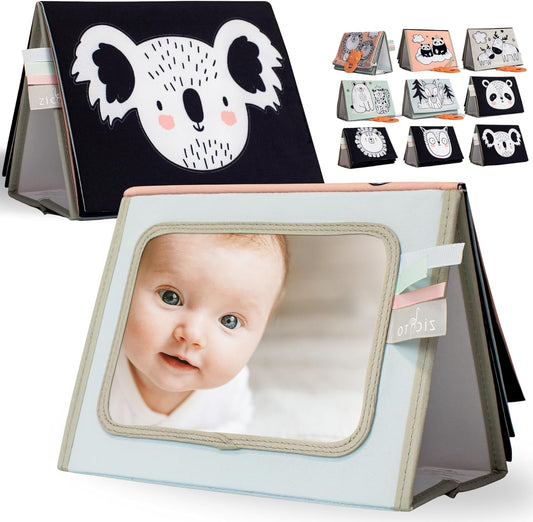 High Contrast Tummy Time Book - Stimulating Mirror & Teether