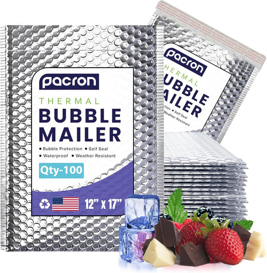 100-Pack Insulated Silver Thermal Bubble Mailers for Safe Shipping