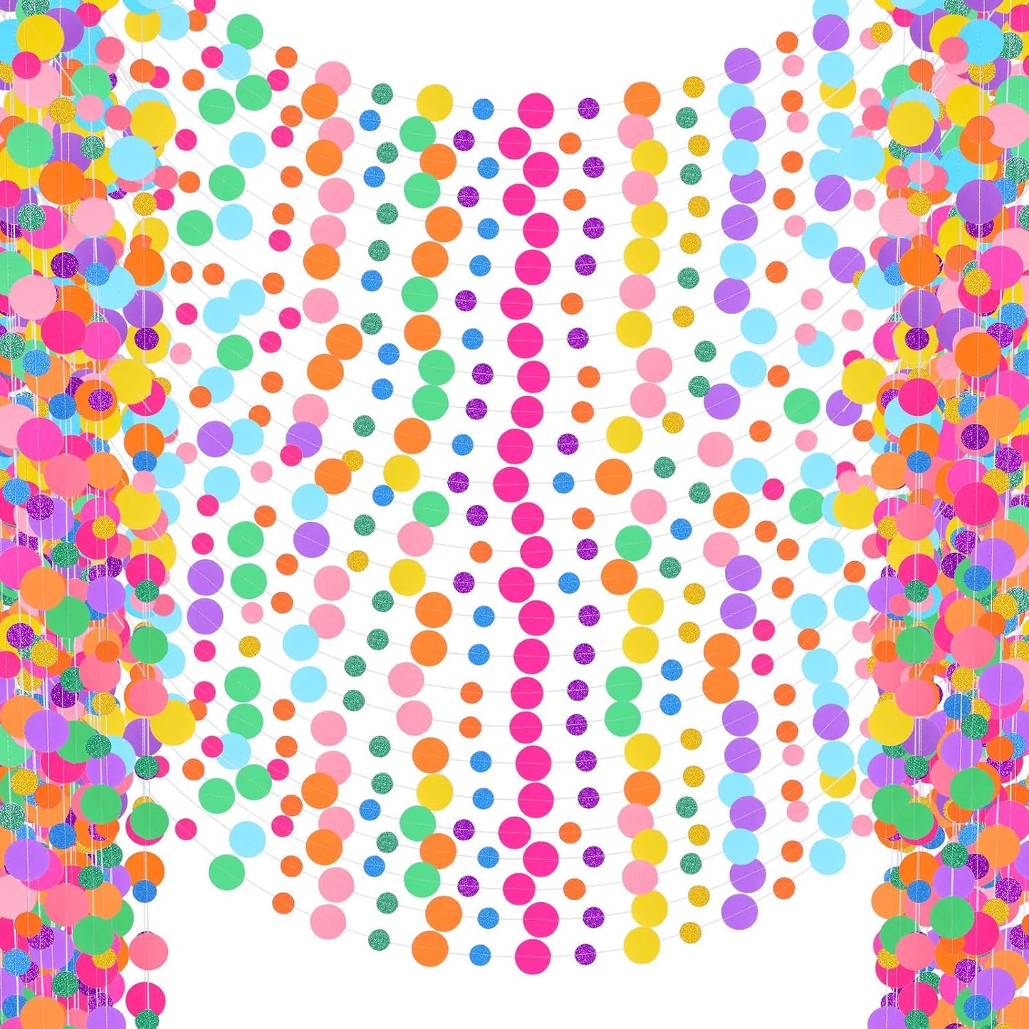 Colorful Dots Paper Garland for Rainbow Party Decorations