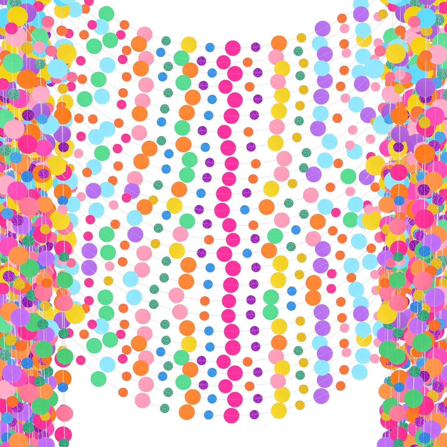 Colorful Dots Paper Garland for Rainbow Party Decorations
