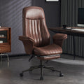 Modern Ergonomic Office Chair with Foot Rest - Dark Brown Suede