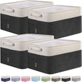 Fabric Storage Bins for Shelves - Sleek 4-Pack Linen Organizers