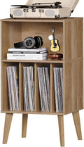Lerliuo Record Player Stand, Oak Turntable Stand with 160-Record