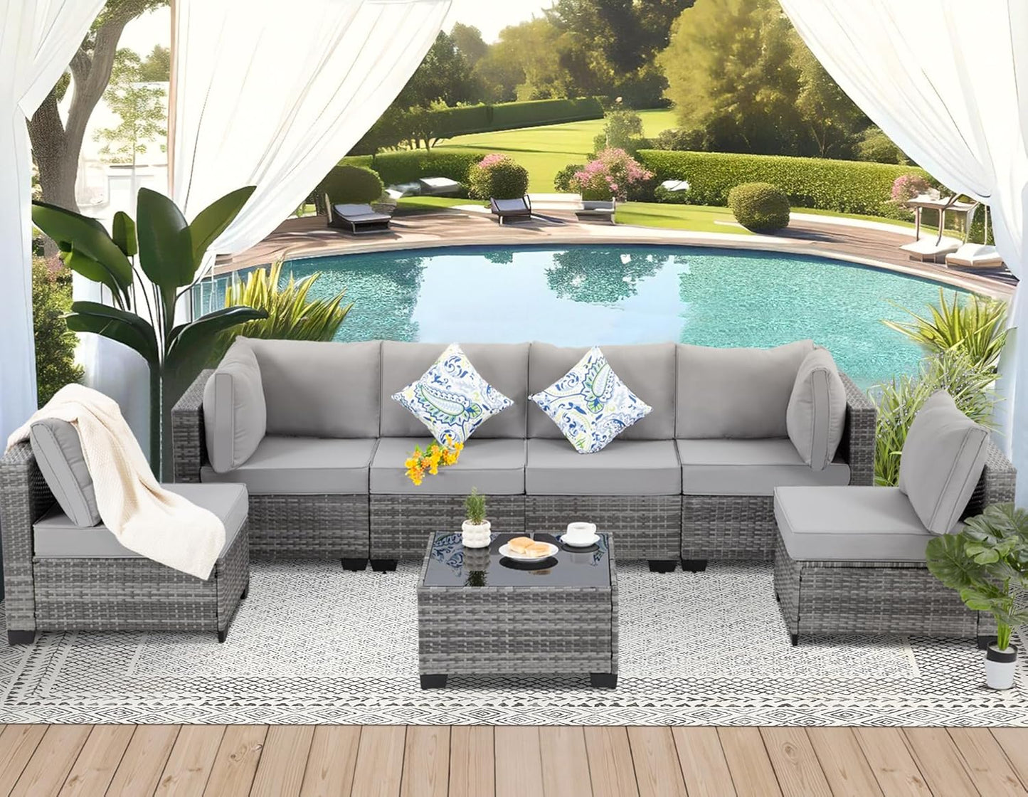 7 Pieces Outdoor Patio Furniture Set for Stylish Comfort